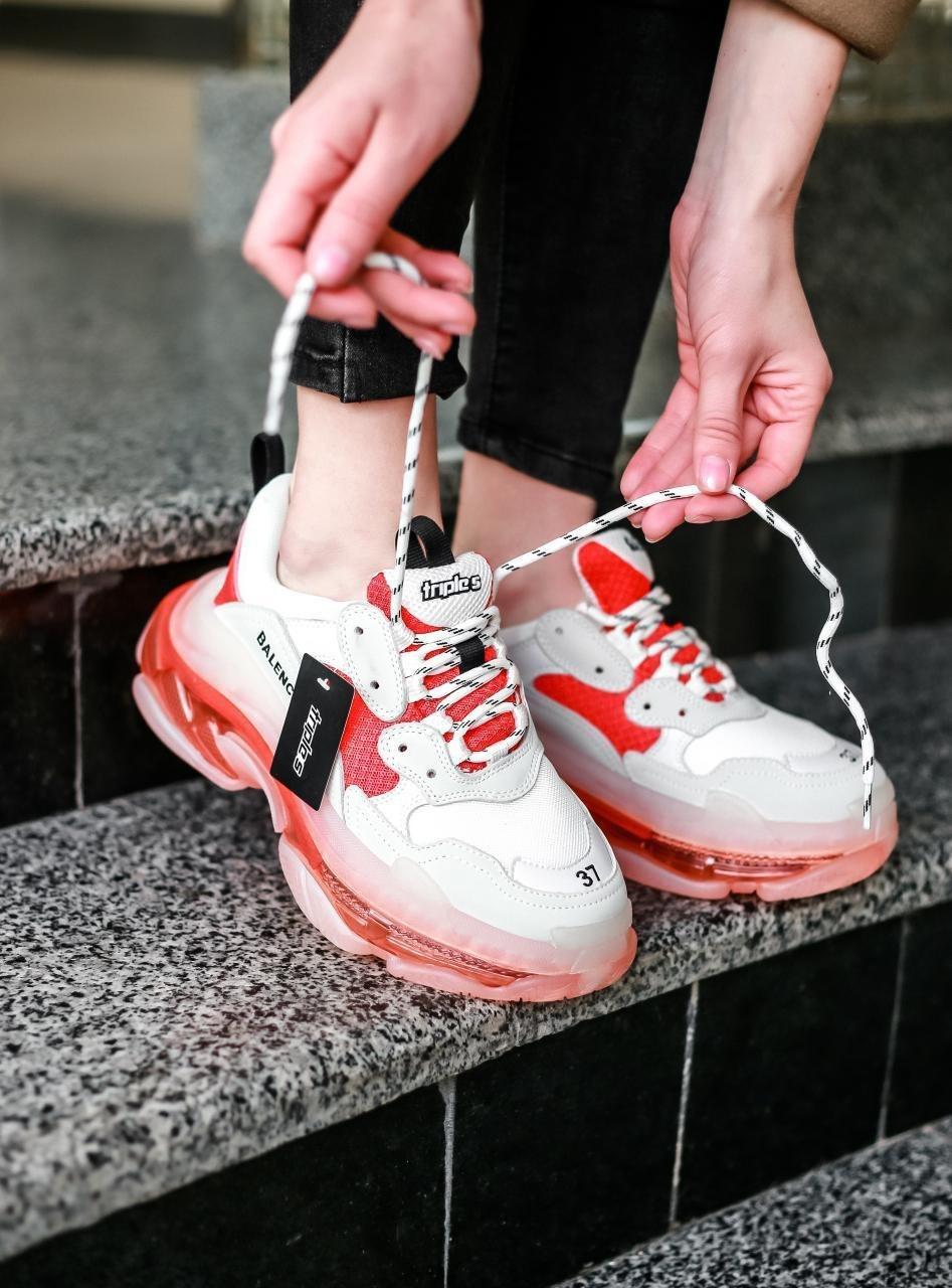 Balenciaga Triple S Clear Sole White Red