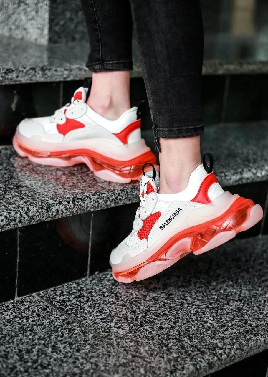 Balenciaga Triple S Clear Sole White Red