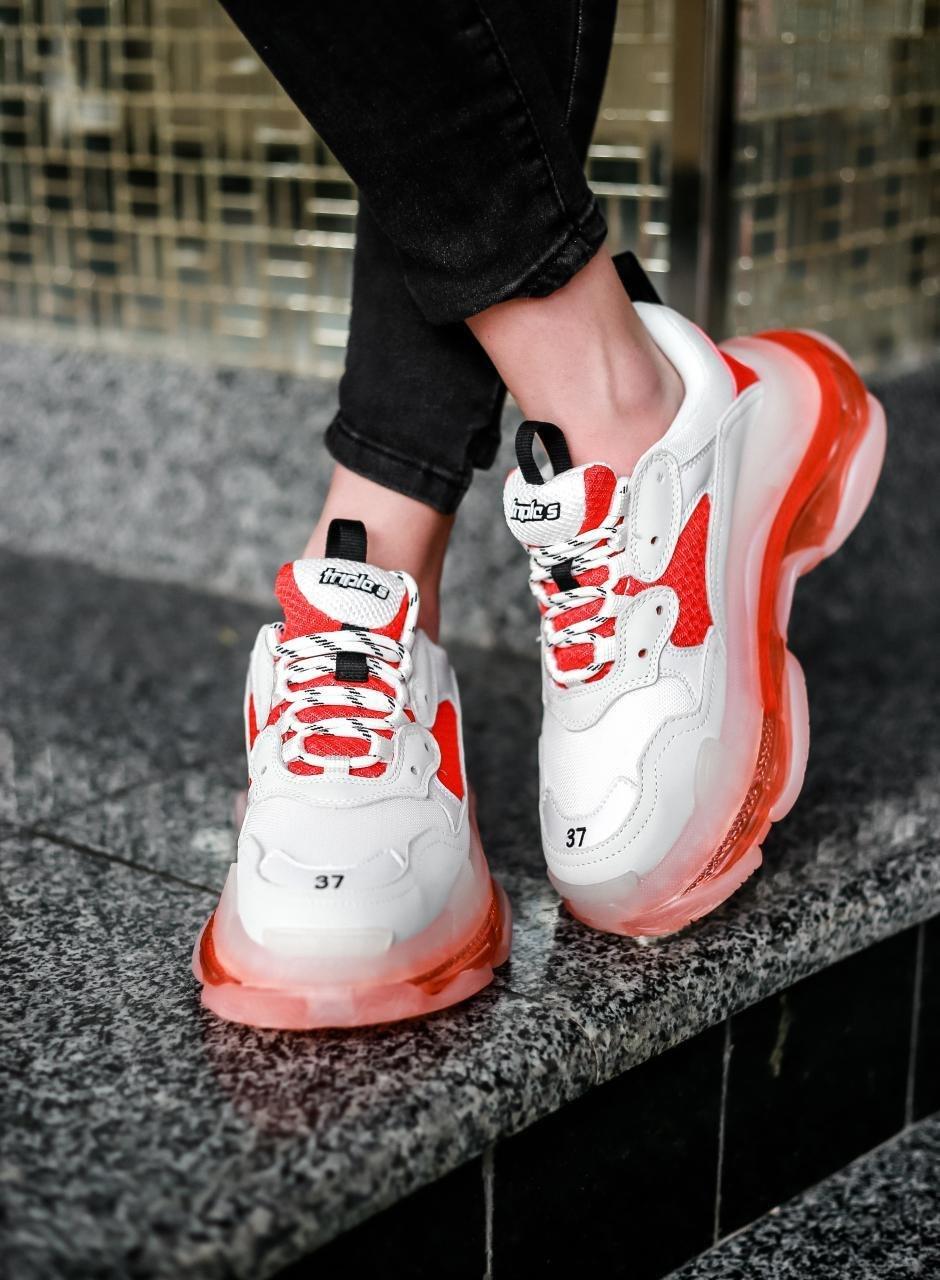 Balenciaga Triple S Clear Sole White Red