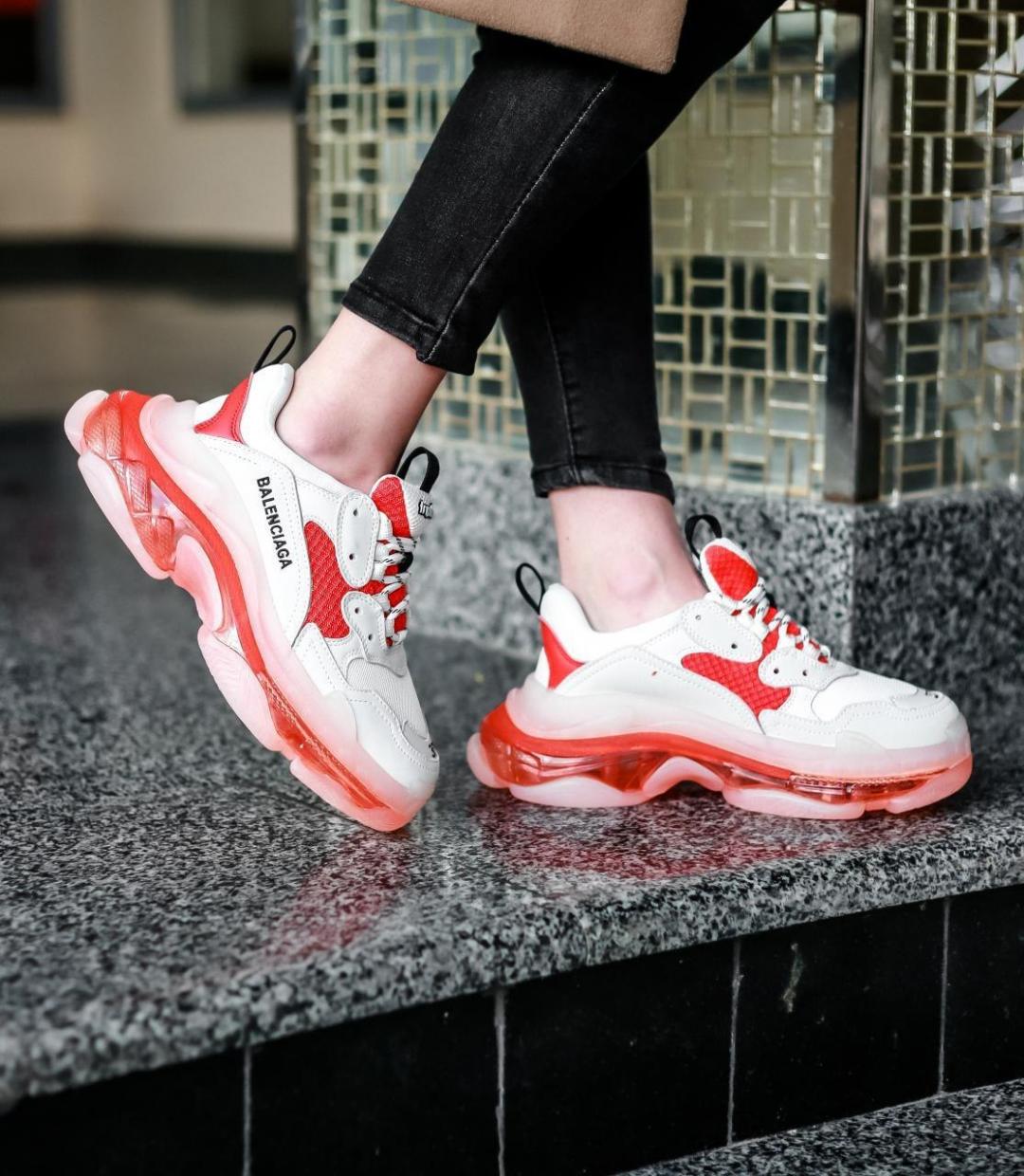 Balenciaga Triple S Clear Sole White Red