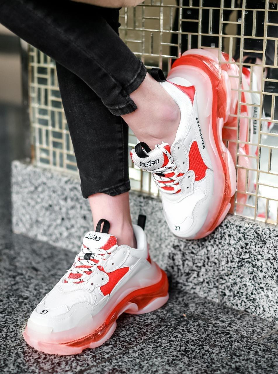 Balenciaga Triple S Clear Sole White Red