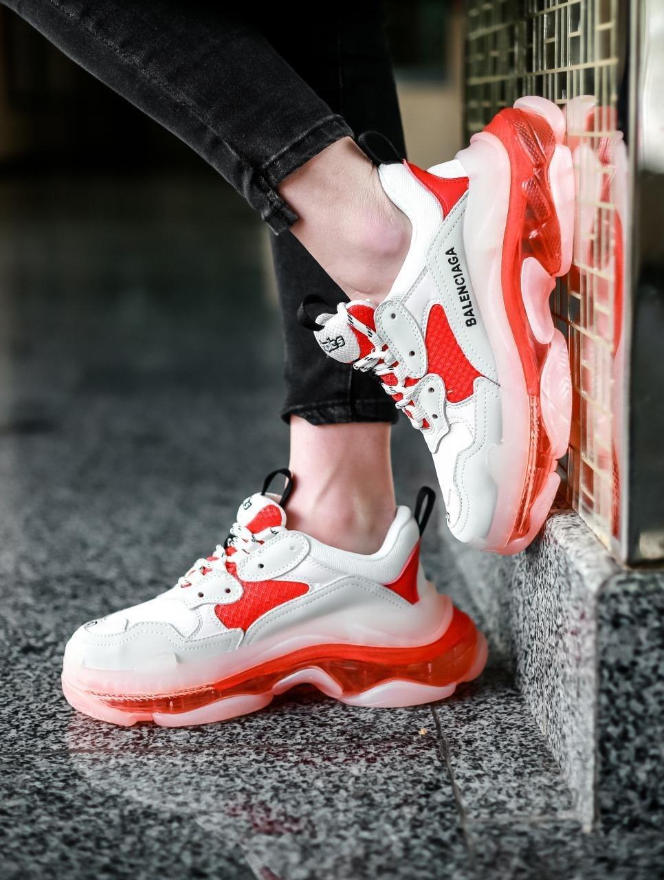 Balenciaga Triple S Clear Sole White Red
