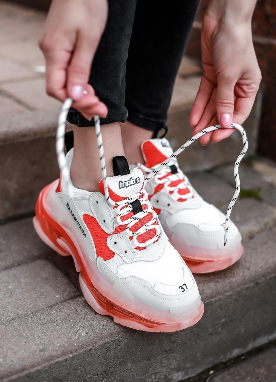 Balenciaga Triple S Clear Sole White Red