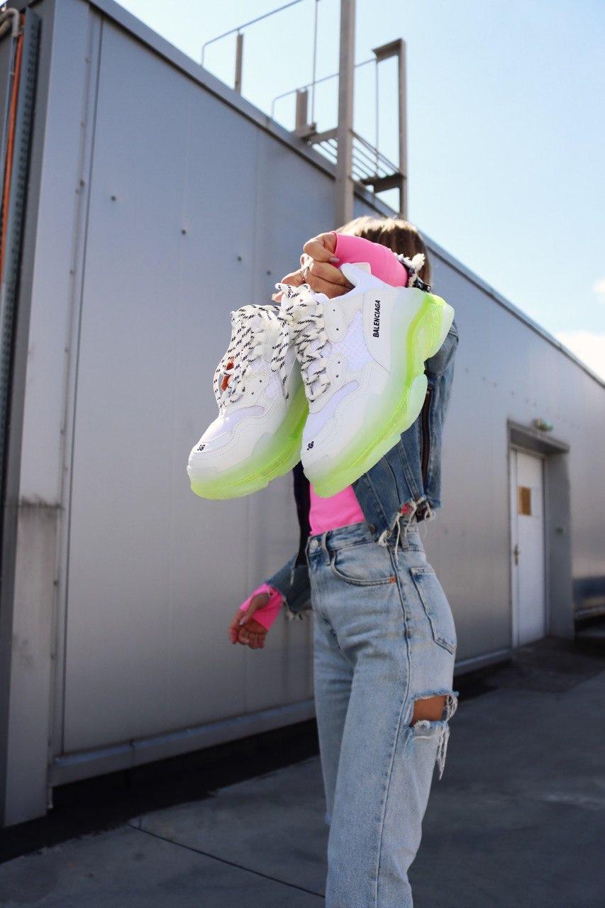 Balenciaga Triple S Clear Sole White Neon Yellow