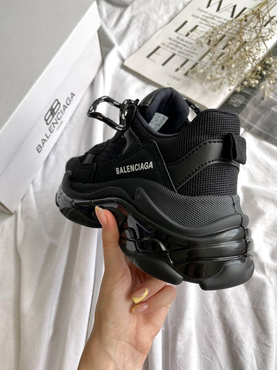 Balenciaga Triple S Clear Sole Black «White Logo» 3
