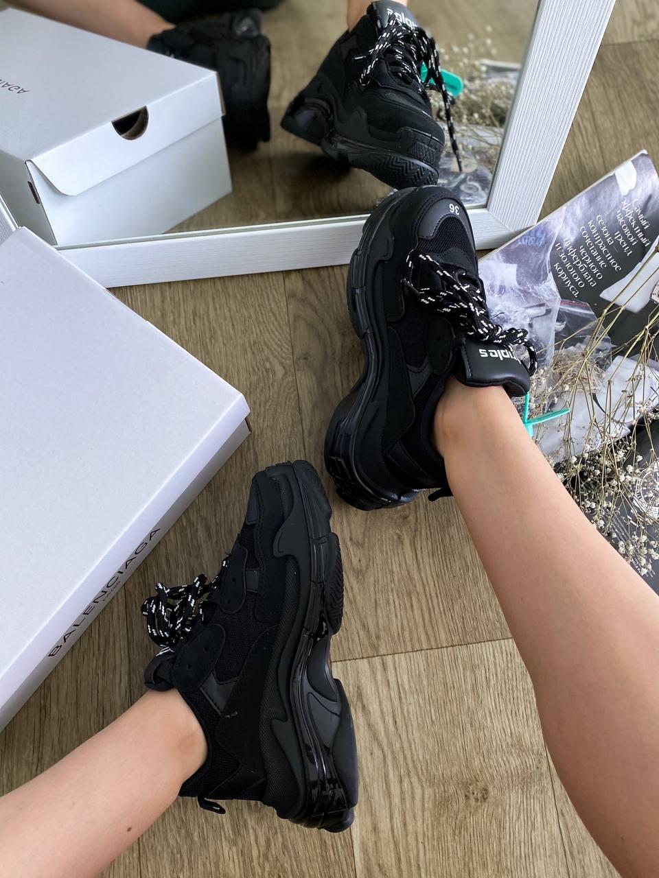 Balenciaga Triple S Clear Sole Black «White Logo» 3