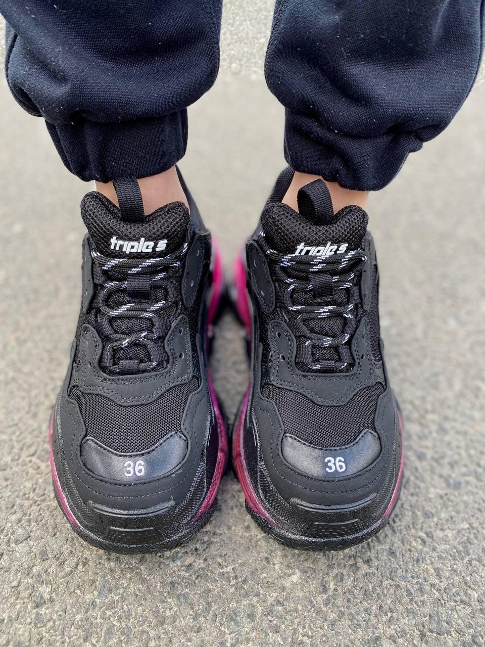 Balenciaga Triple S Clear Sole Black Purple Neon