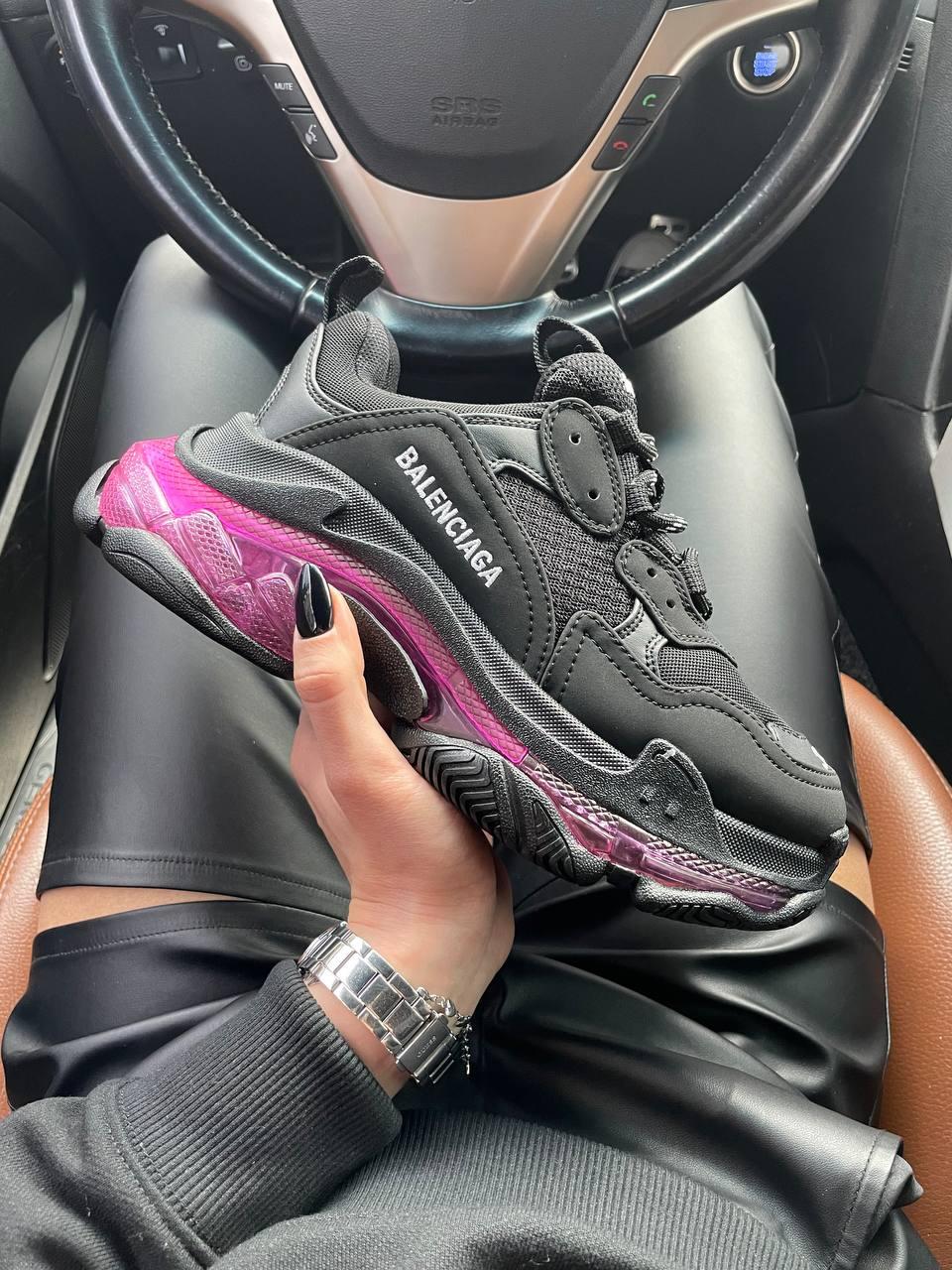Balenciaga Triple S Clear Sole Black Purple Neon