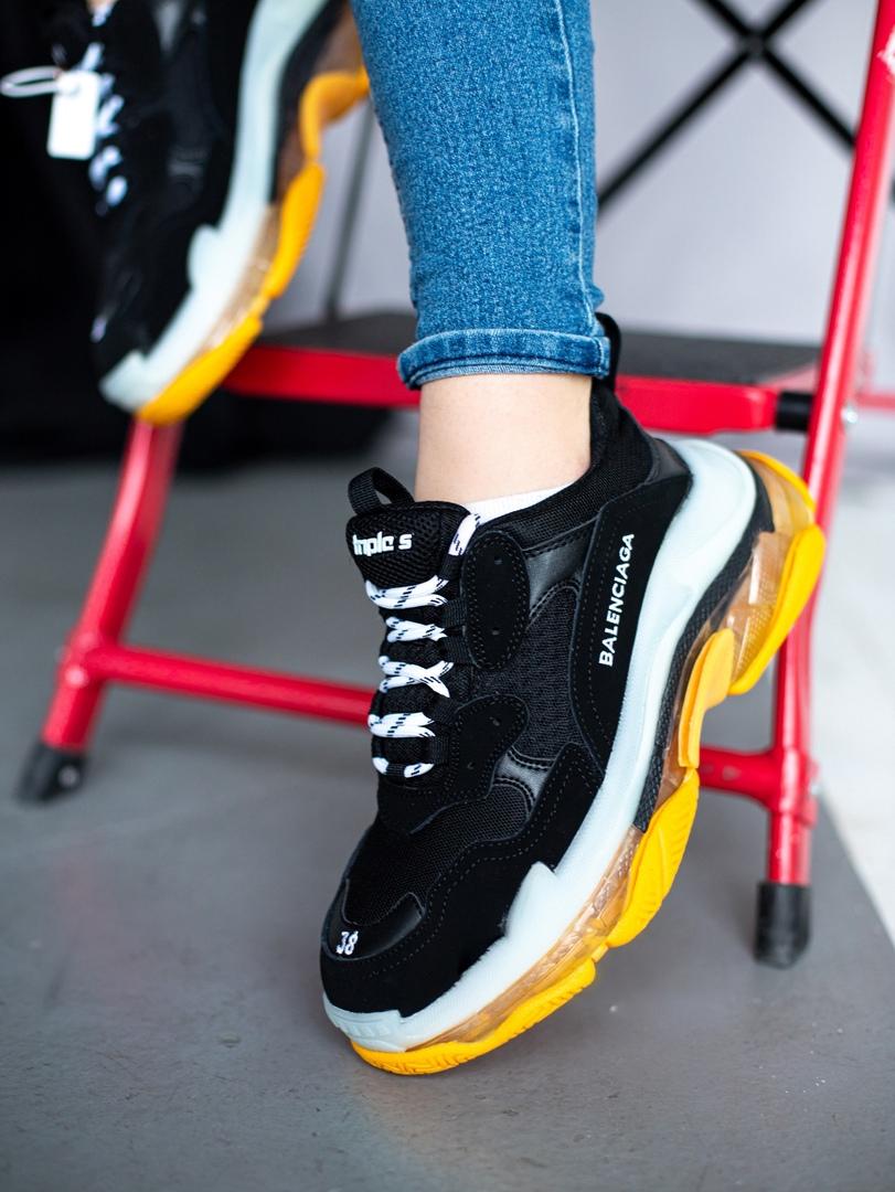 Balenciaga Triple S Clear Sole Black White Yellow