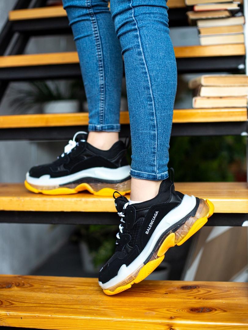 Balenciaga Triple S Clear Sole Black White Yellow