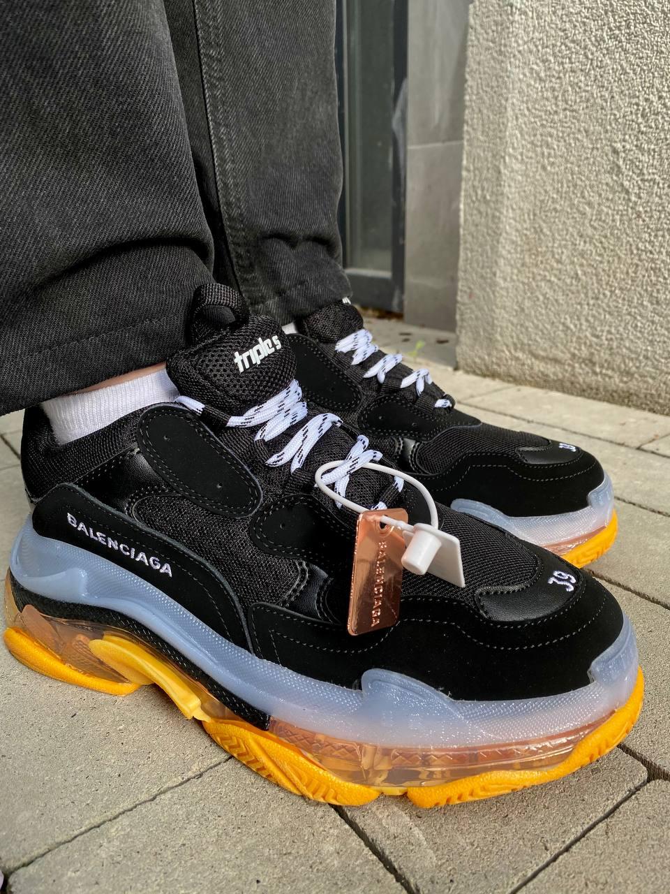 Balenciaga Triple S Clear Sole Black White Yellow