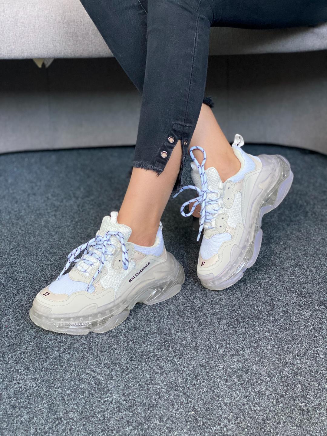 Balenciaga Triple S Clear Sole White Beige