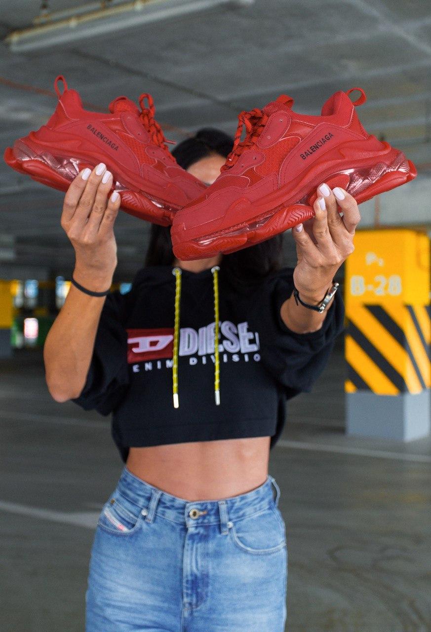 Balenciaga Triple S Clear Sole Red «Black Logo»