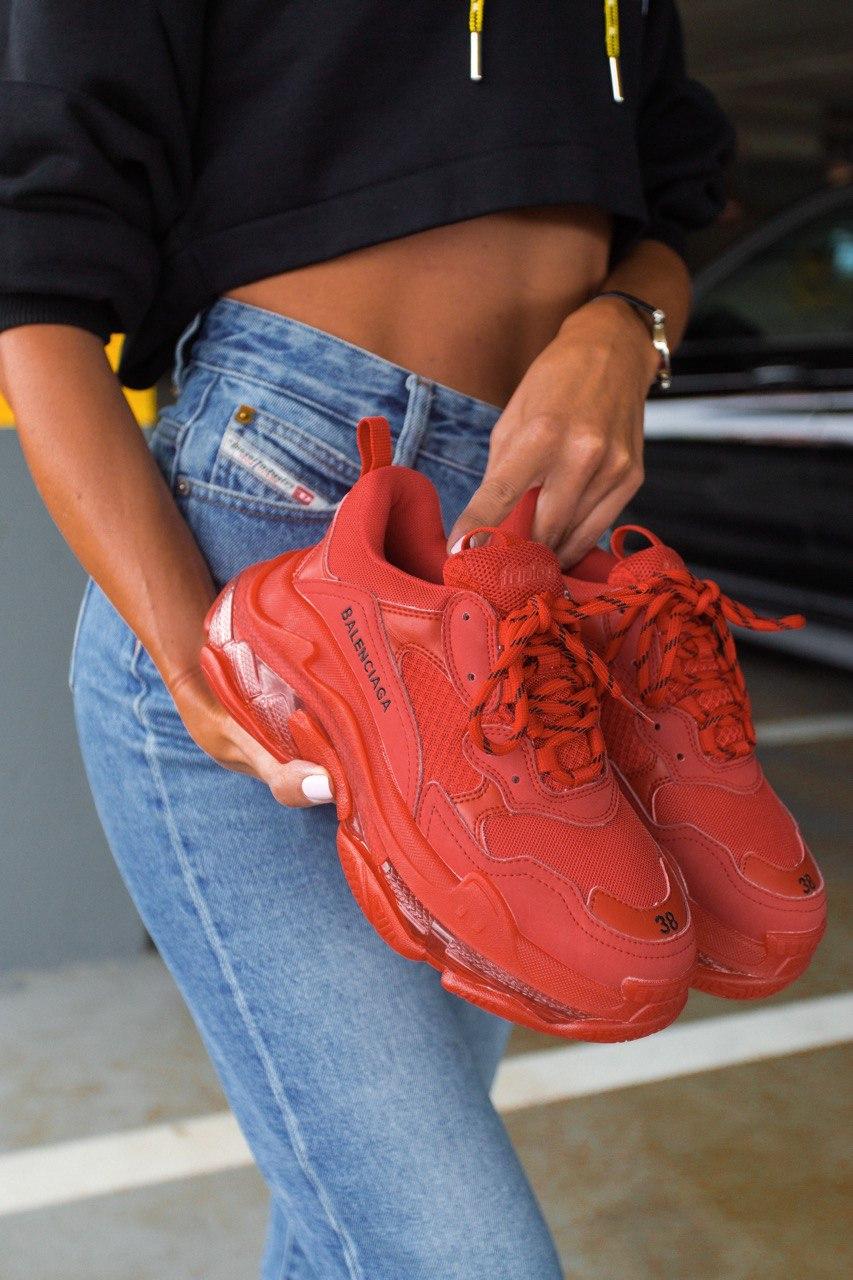 Balenciaga Triple S Clear Sole Red «Black Logo»