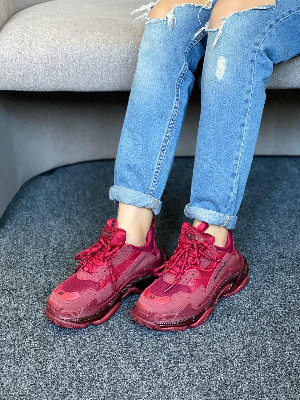 Balenciaga Triple S Clear Sole Burgundy