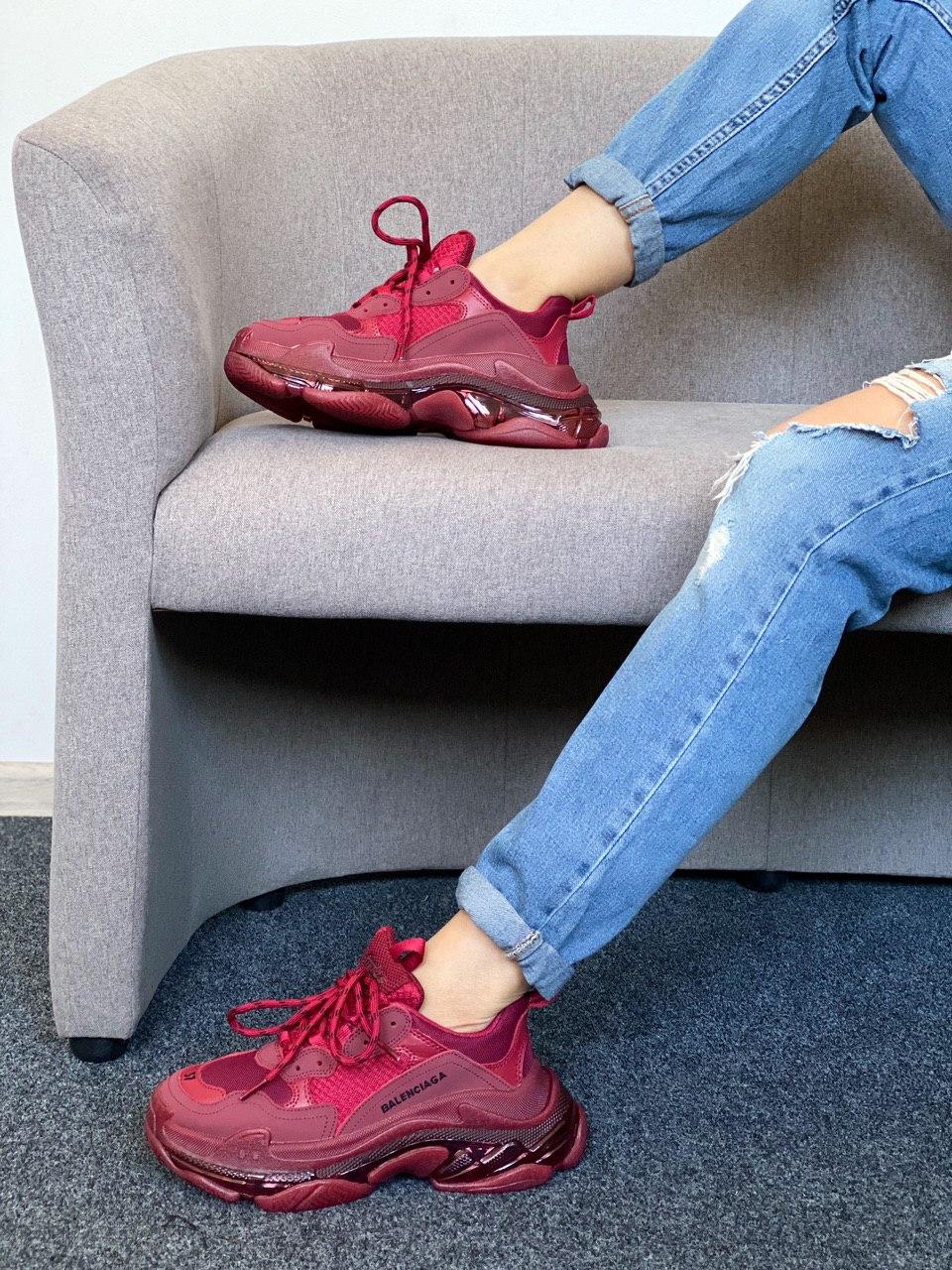 Balenciaga Triple S Clear Sole Burgundy