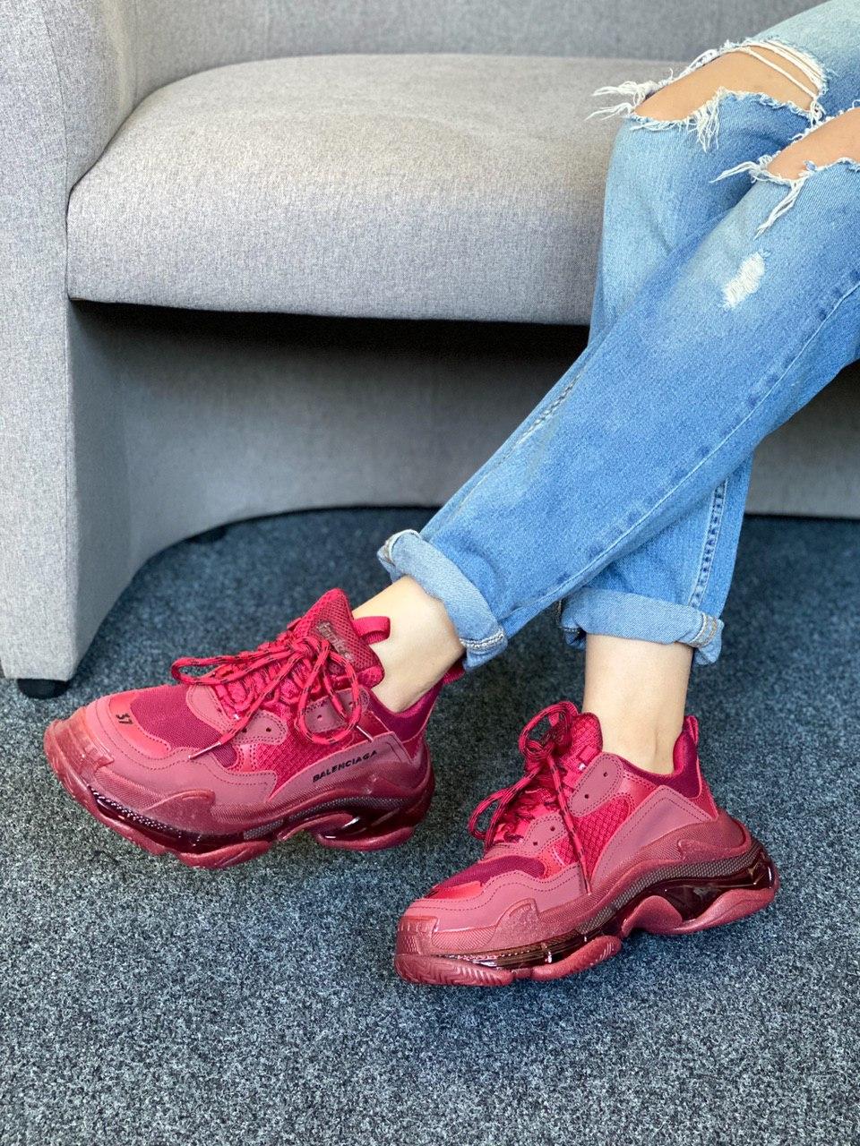 Balenciaga Triple S Clear Sole Burgundy