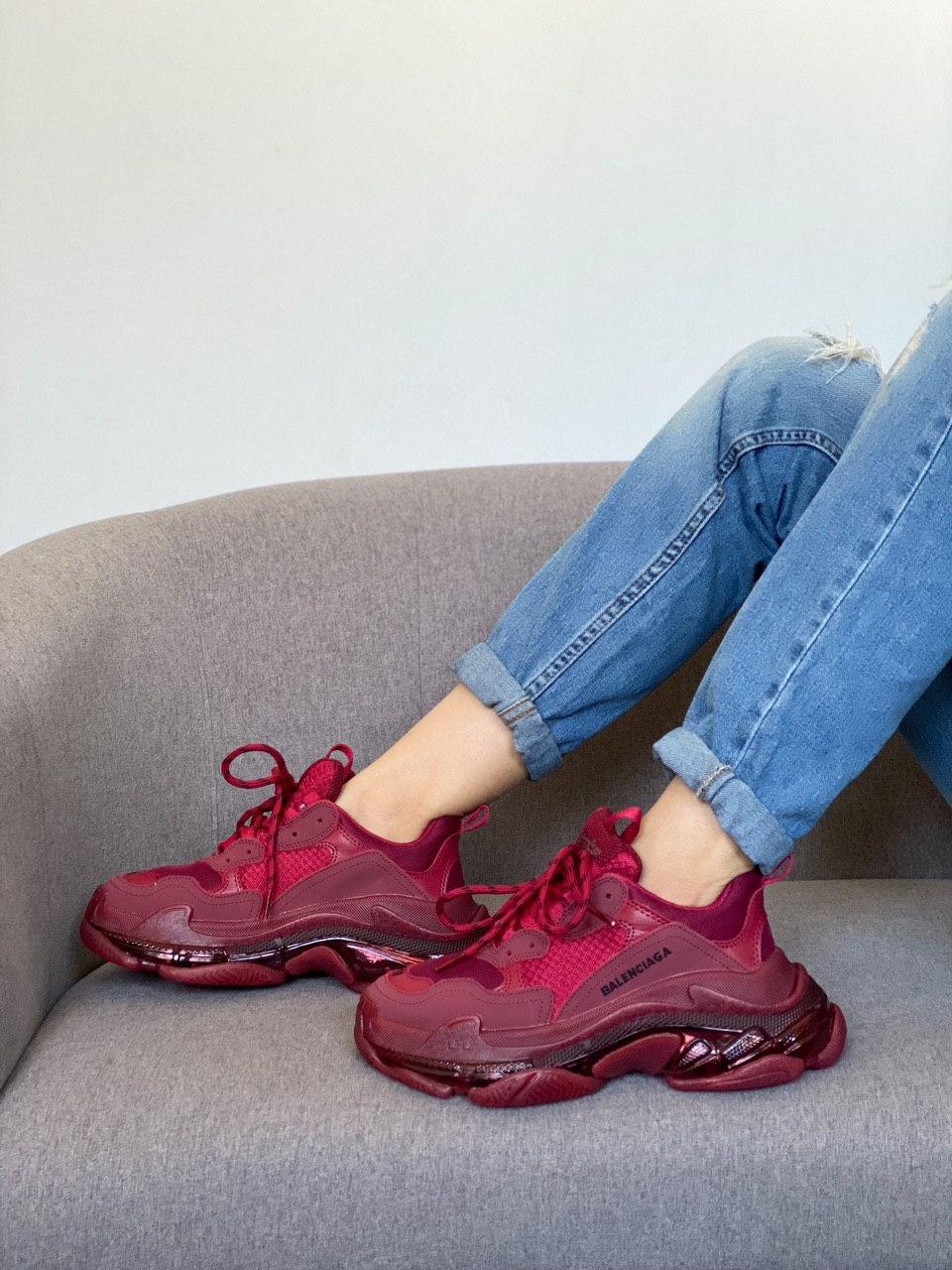 Balenciaga Triple S Clear Sole Burgundy