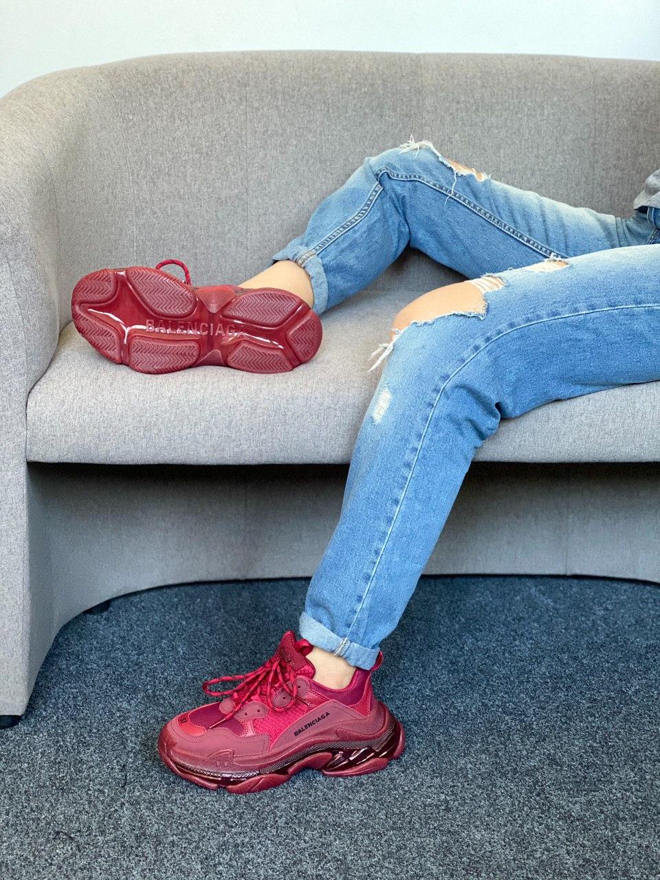 Balenciaga Triple S Clear Sole Burgundy