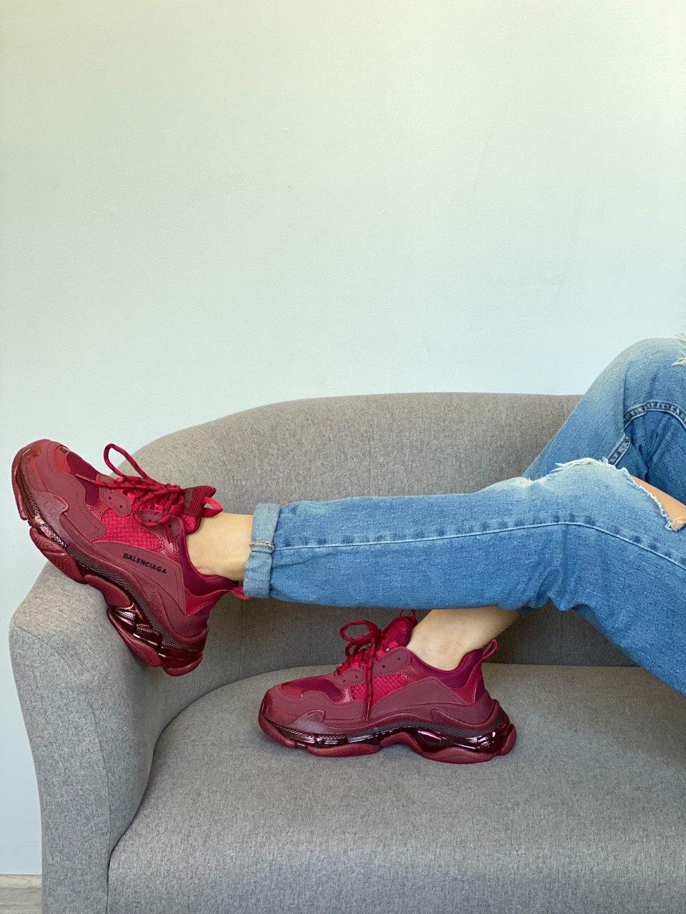 Balenciaga Triple S Clear Sole Burgundy