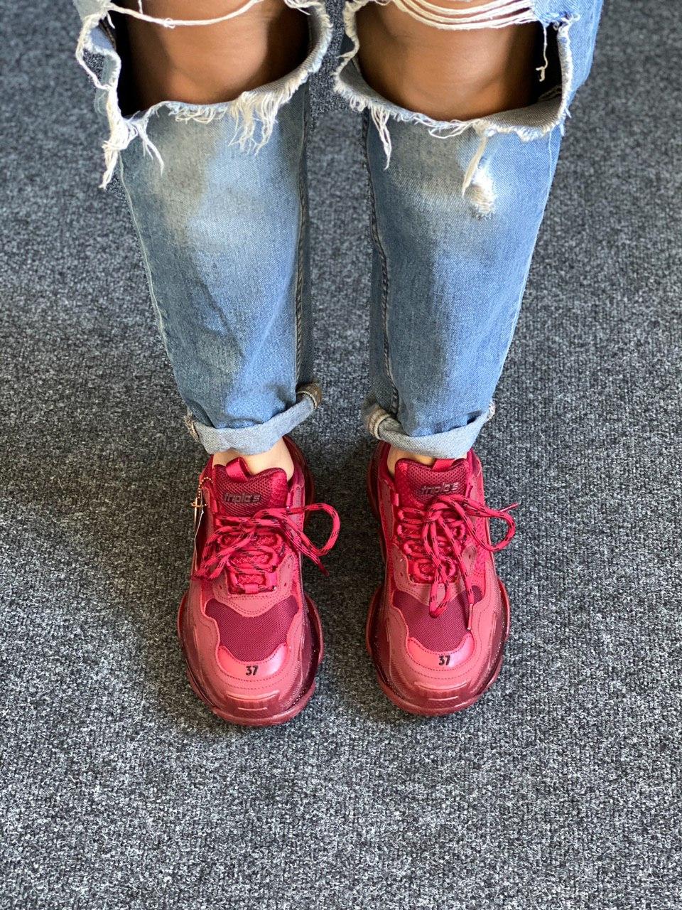 Balenciaga Triple S Clear Sole Burgundy