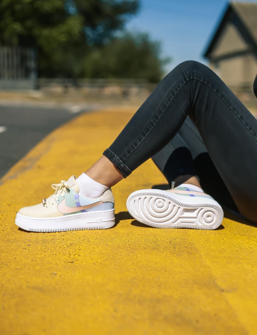 Nike Air Force 1 Sage Beige Blue Pink