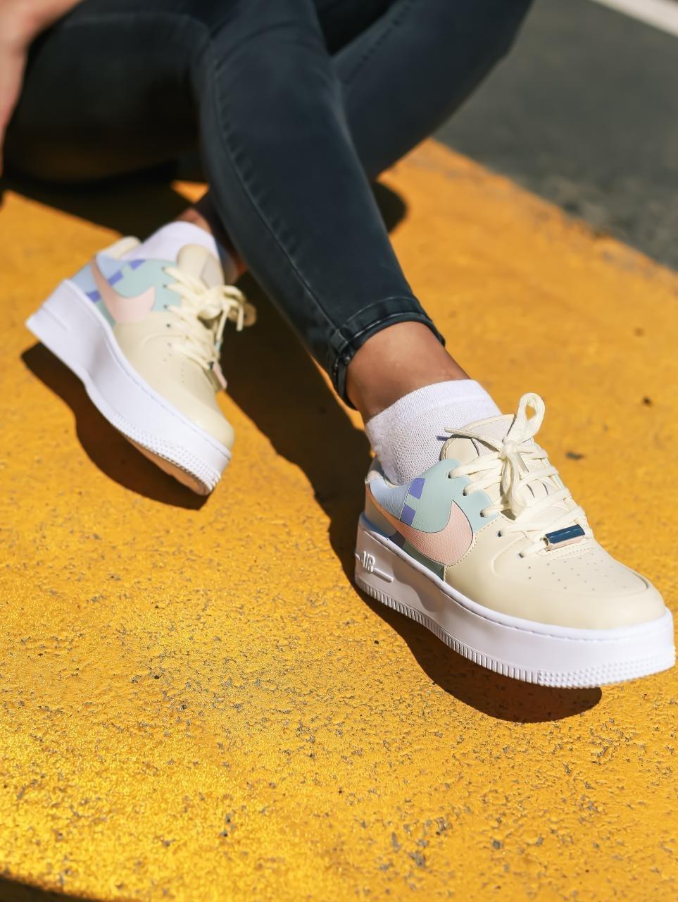 Nike Air Force 1 Sage Beige Blue Pink