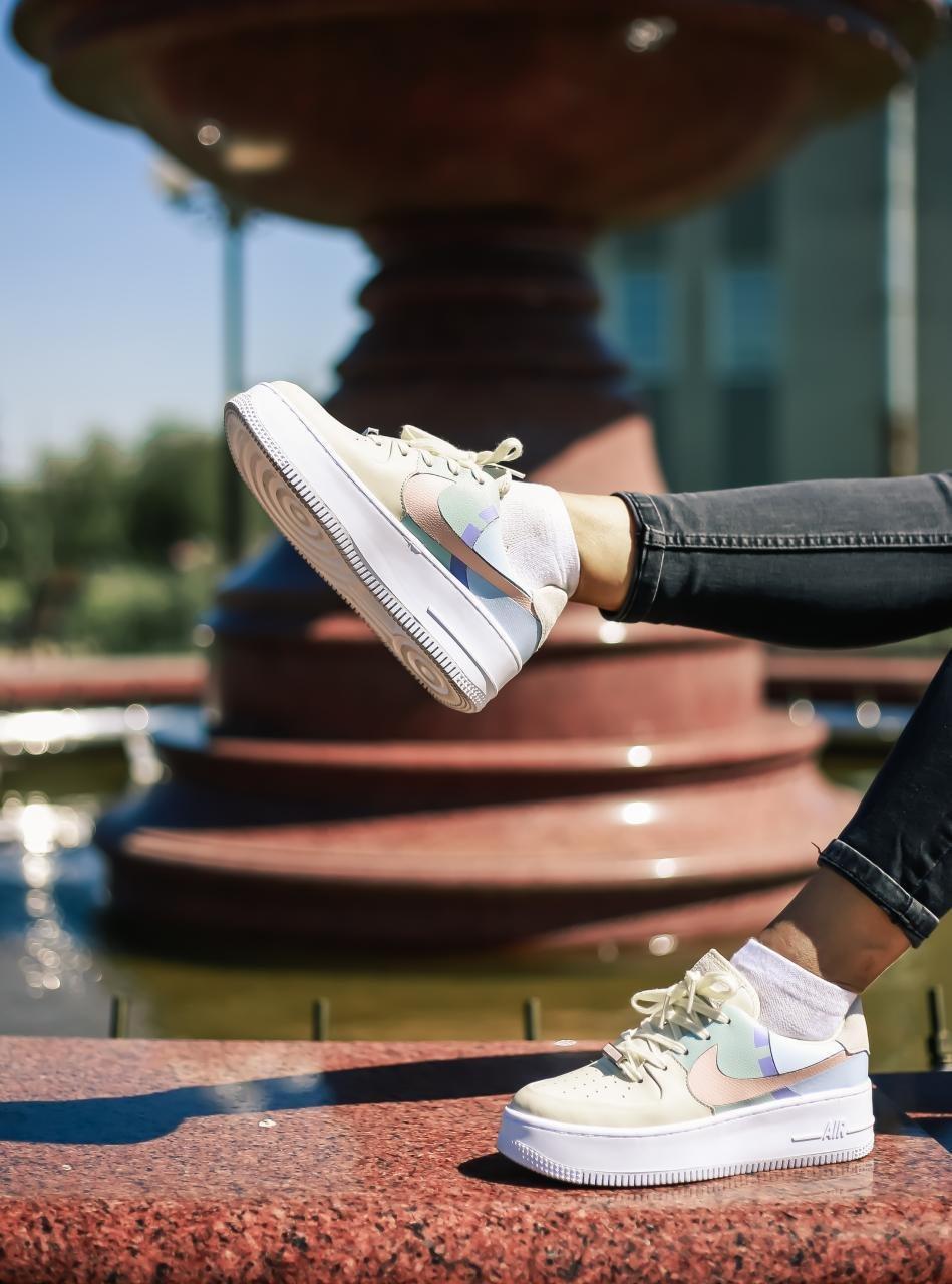 Nike Air Force 1 Sage Beige Blue Pink