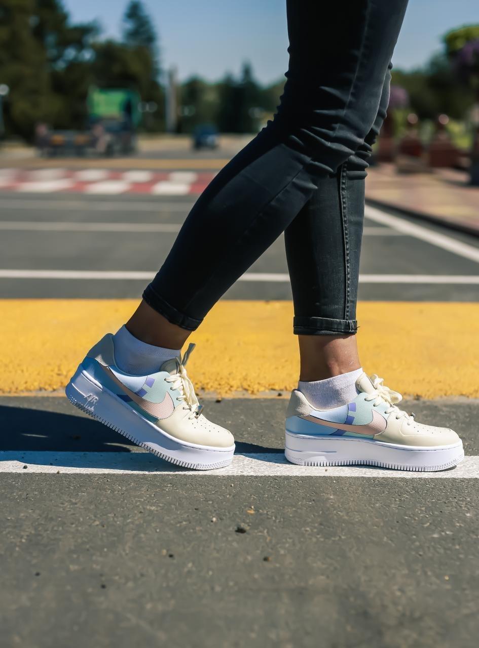 Nike Air Force 1 Sage Beige Blue Pink