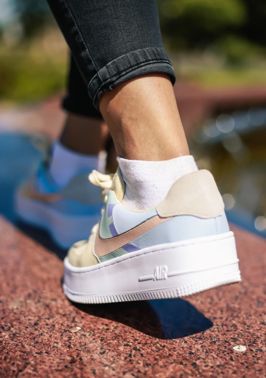 Nike Air Force 1 Sage Beige Blue Pink