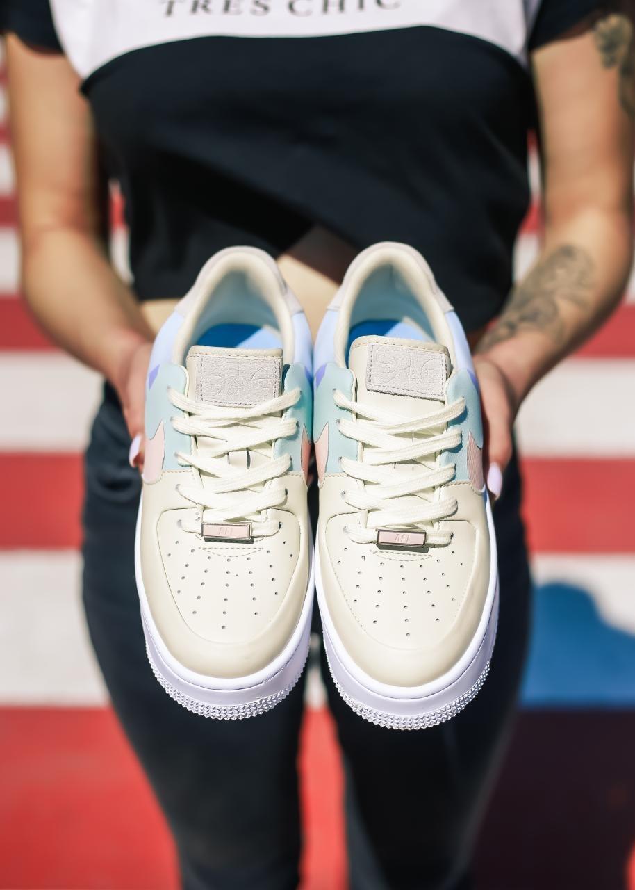 Nike Air Force 1 Sage Beige Blue Pink