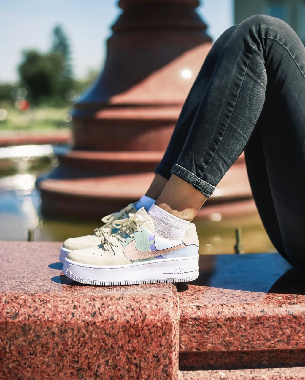Nike Air Force 1 Sage Beige Blue Pink