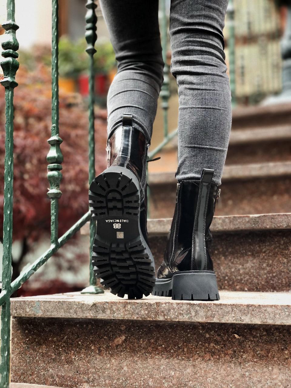 Balenciaga Boots Tractor Black Patent Fur Lacquer(Штучне хутро, лак)