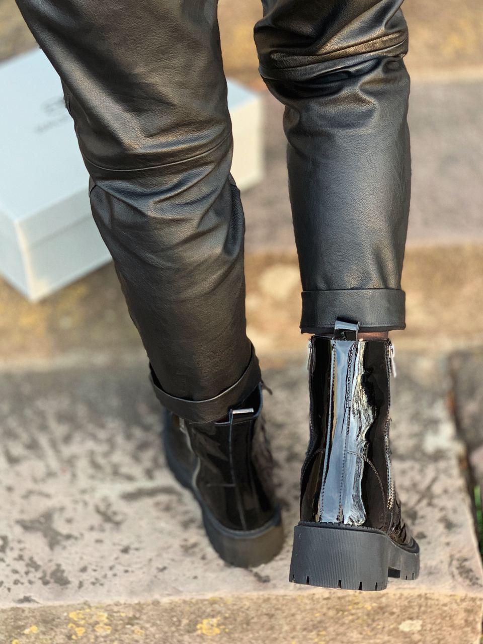 Balenciaga Boots Tractor Black Patent Fur Lacquer 2 (Лак, Хутро)