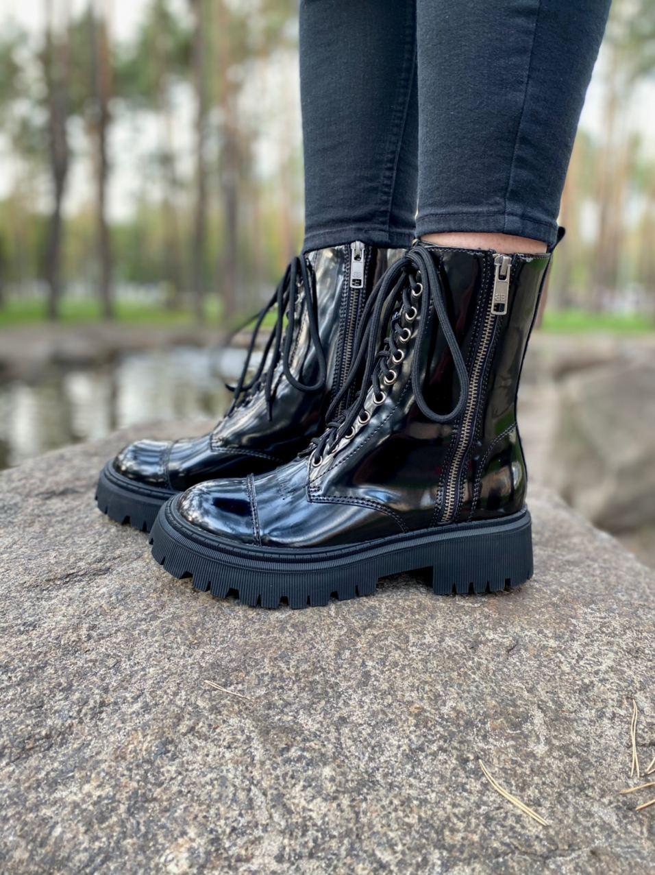 Balenciaga Boots Tractor Black Patent Lacquer