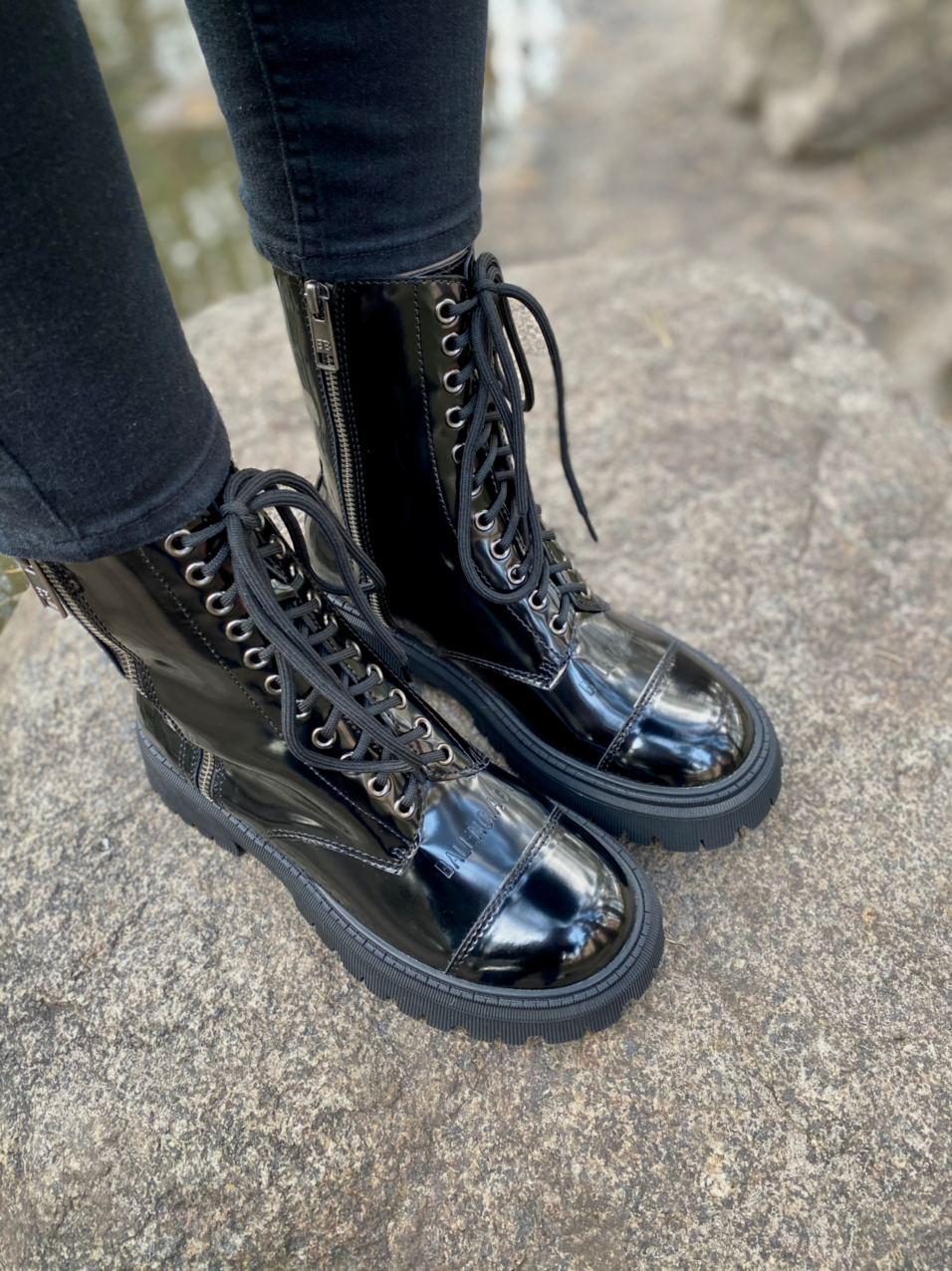 Balenciaga Boots Tractor Black Patent Lacquer