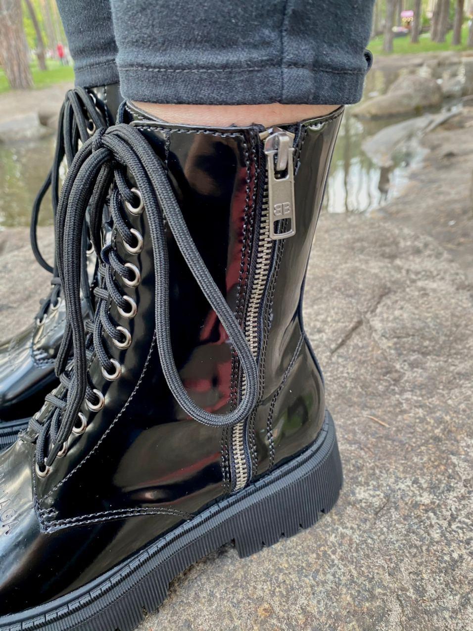 Balenciaga Boots Tractor Black Patent Lacquer