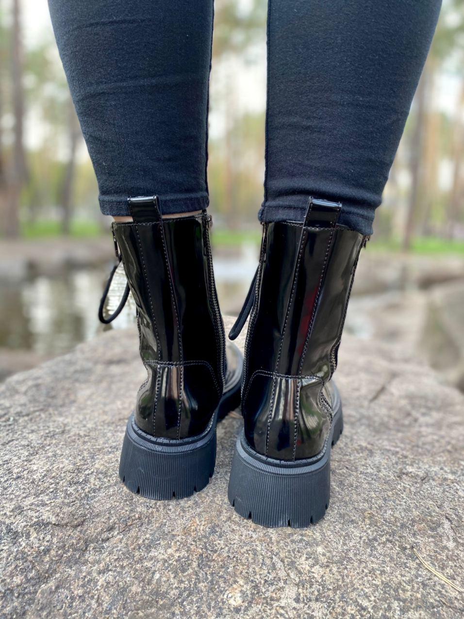 Balenciaga Boots Tractor Black Patent Lacquer