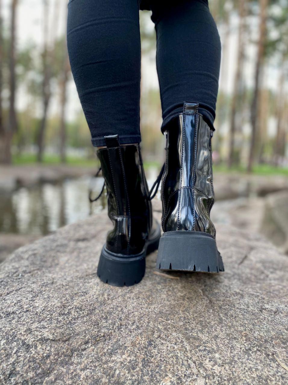 Balenciaga Boots Tractor Black Patent Lacquer
