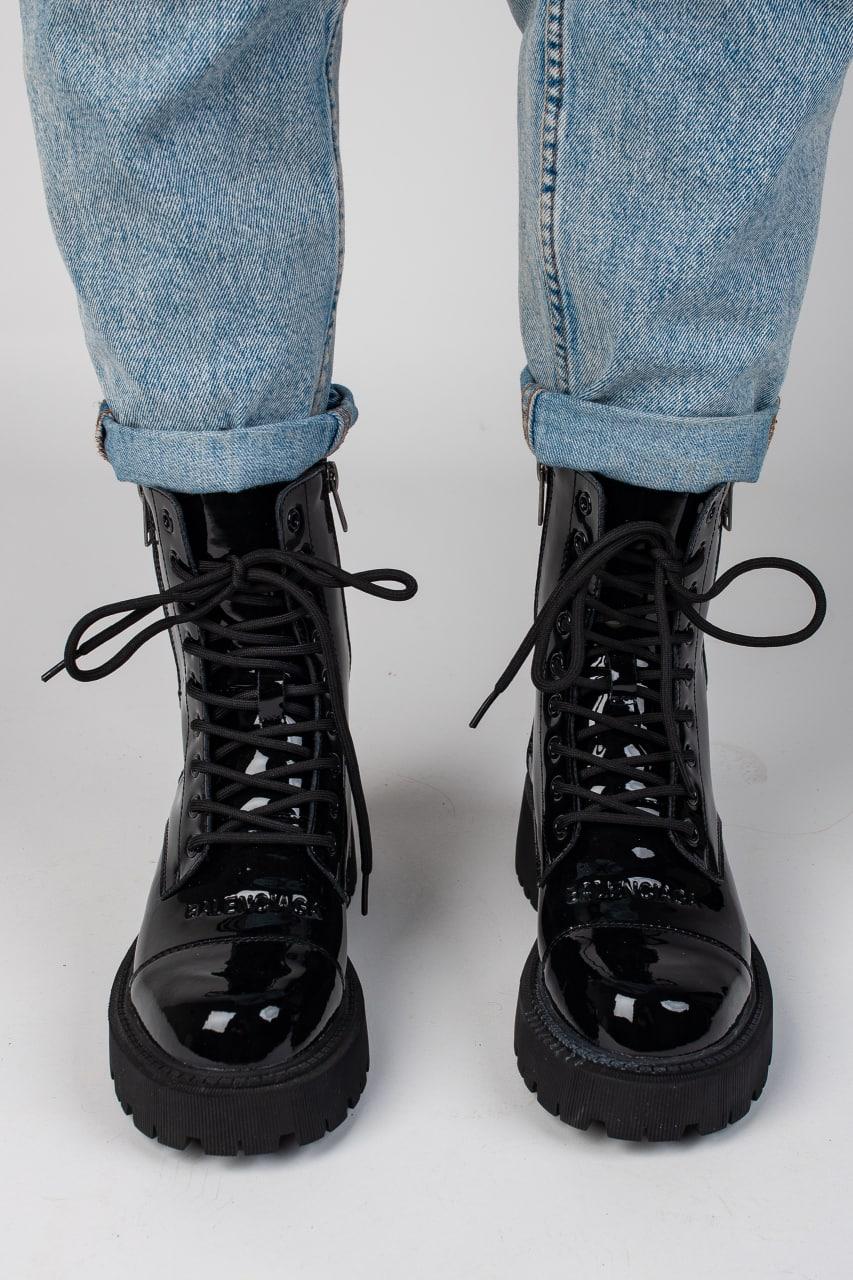 Balenciaga Boots Tractor Black Patent Lacquer
