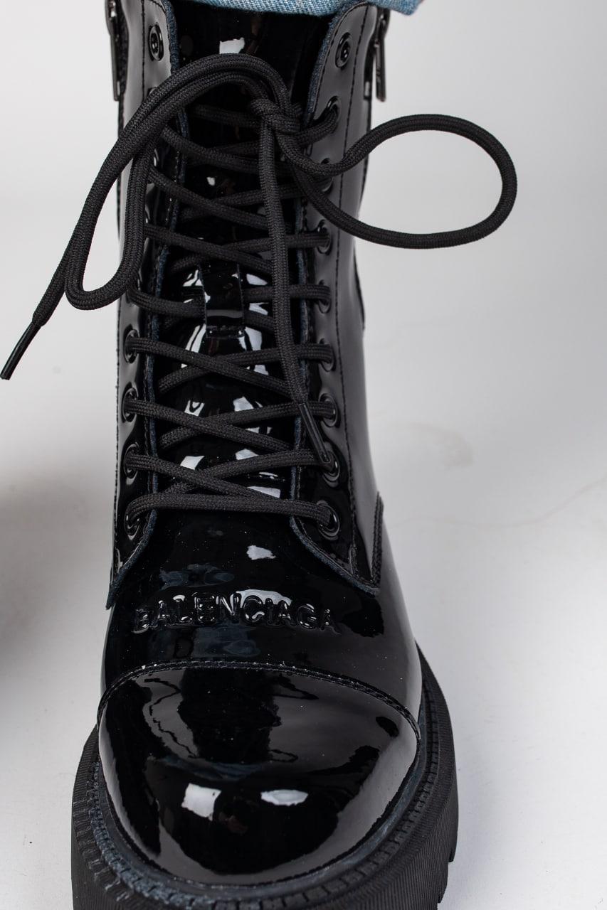 Balenciaga Boots Tractor Black Patent Lacquer