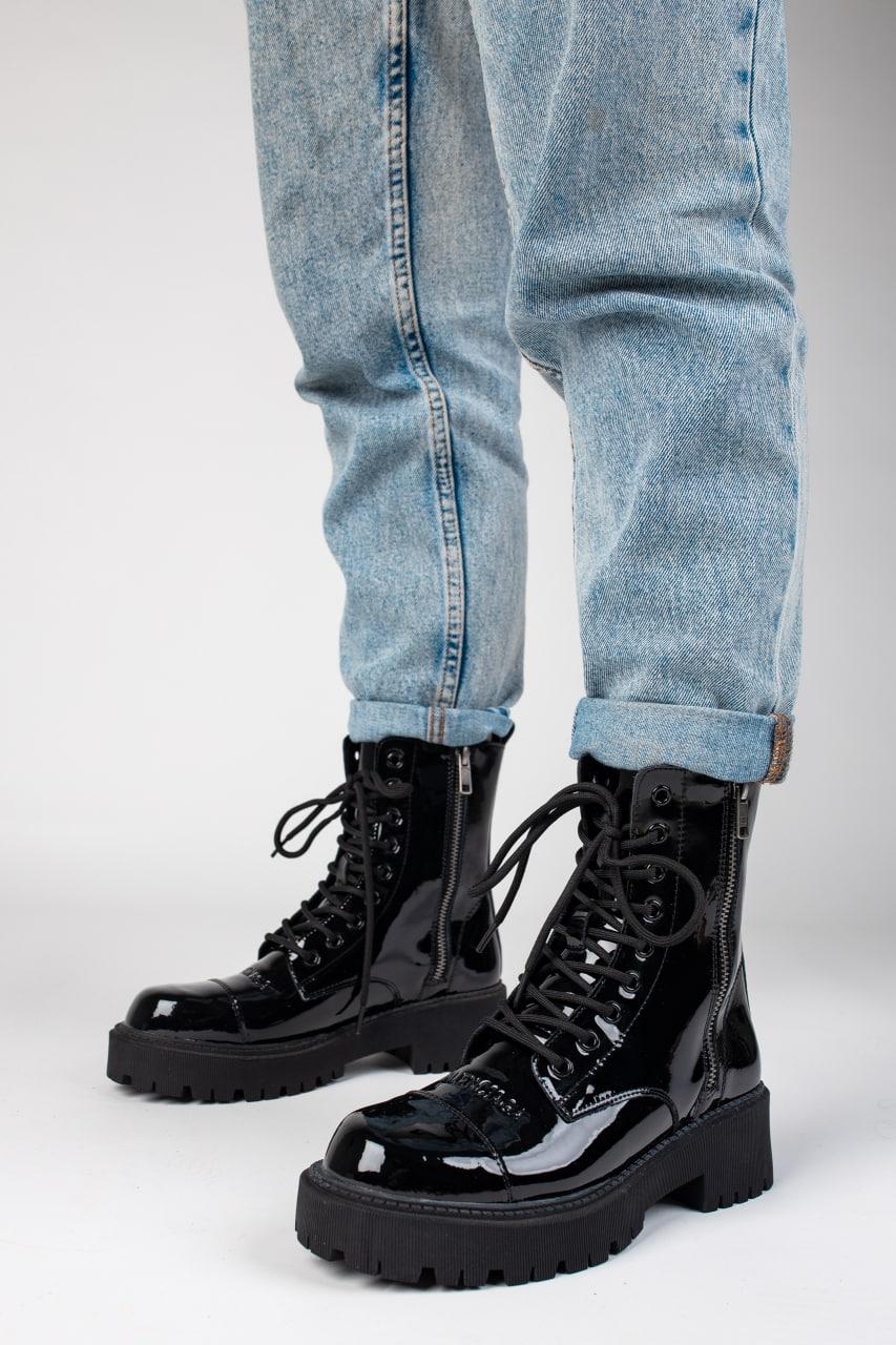 Balenciaga Boots Tractor Black Patent Lacquer