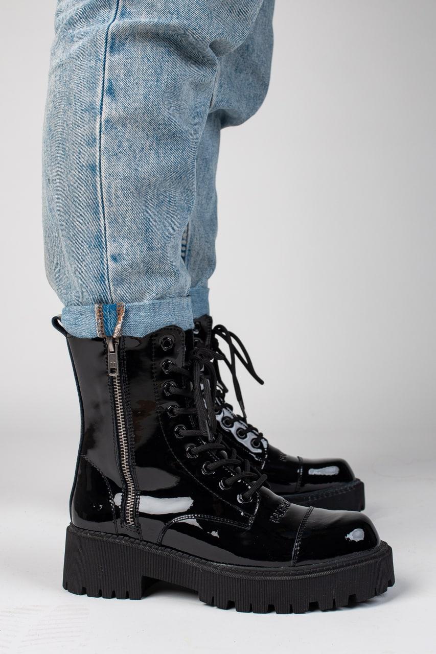 Balenciaga Boots Tractor Black Patent Lacquer