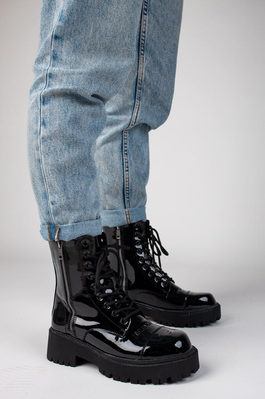 Balenciaga Boots Tractor Black Patent Lacquer