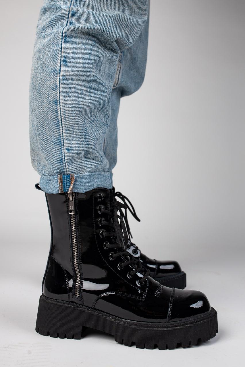 Balenciaga Boots Tractor Black Patent Lacquer
