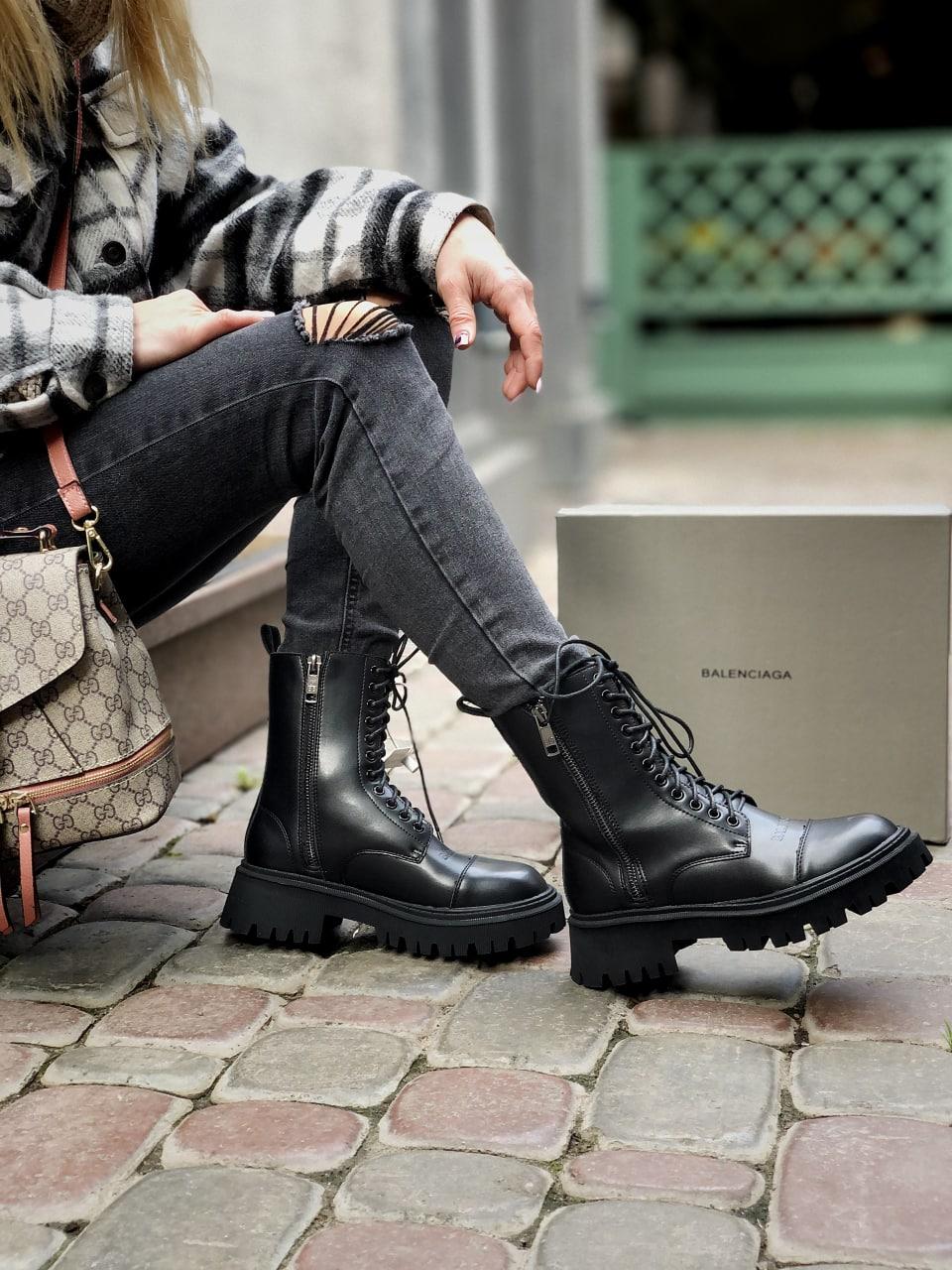 Balenciaga Boots Tractor Black Fur (Мех) 3
