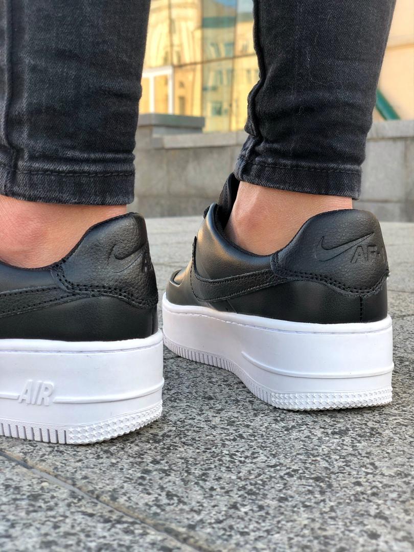 Nike Air Force 1 Black White Sage (высокая подошва)