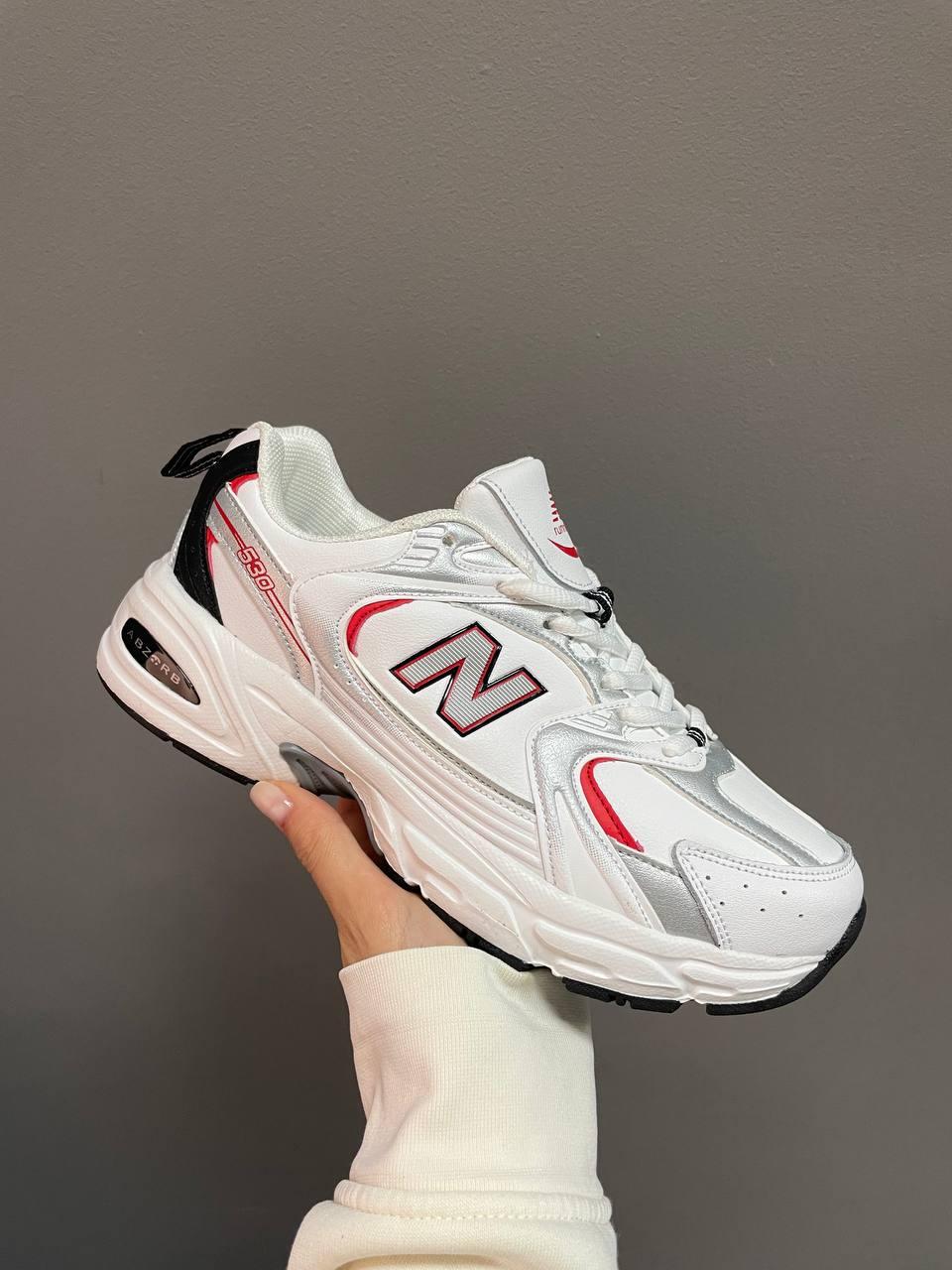 New Balance 530 White Silver Red (Шкіра)
