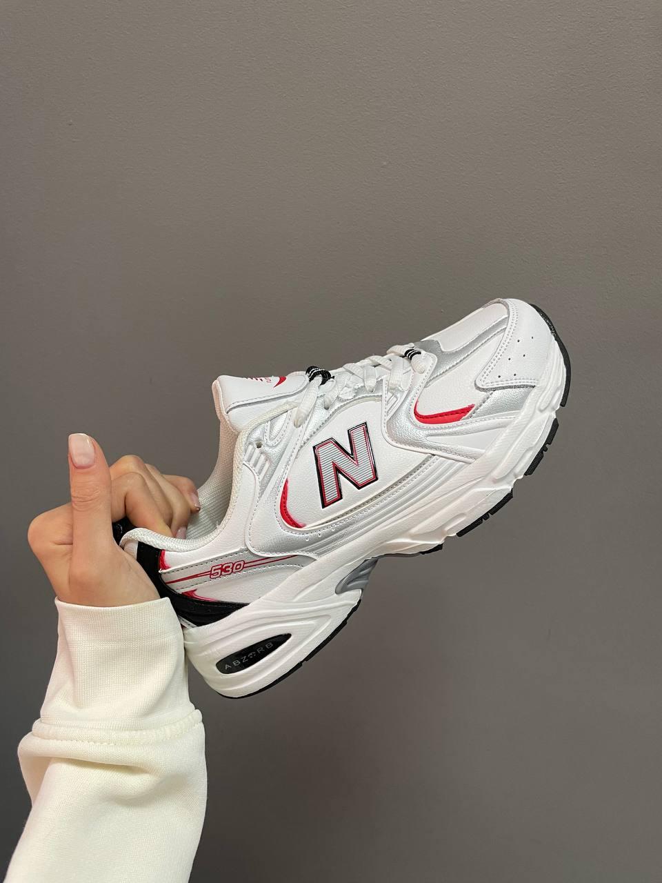 New Balance 530 White Silver Red (Шкіра)