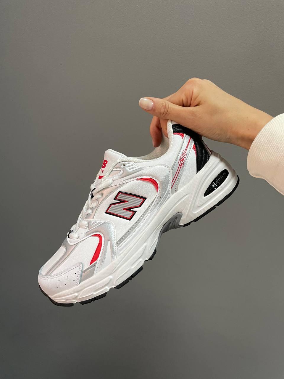 New Balance 530 White Silver Red (Шкіра)